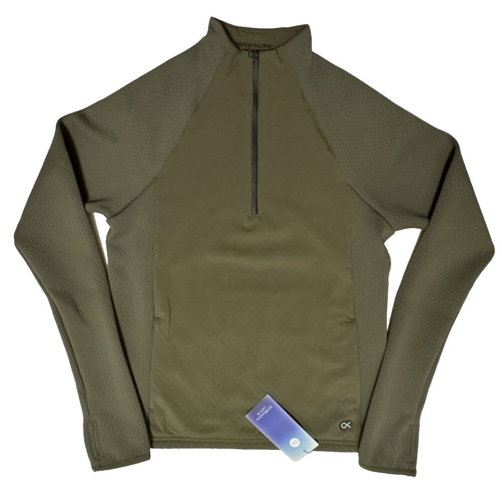 Outerknown Active Mens X-Small Warm Up 1/4 Zip Pullover Jacket Olive Green XS